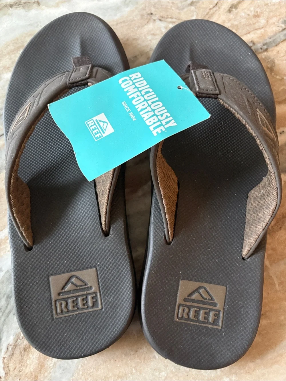 Reef Men’s Phantoms Brown Flip Flops with High Arch Support